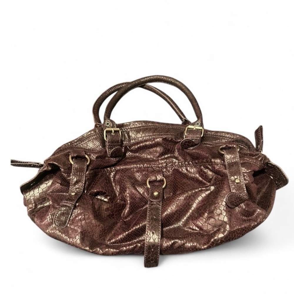 RARE Vintage Deep Purple JIMMY'Z Los Angeles New York Distressed Leather Satchel